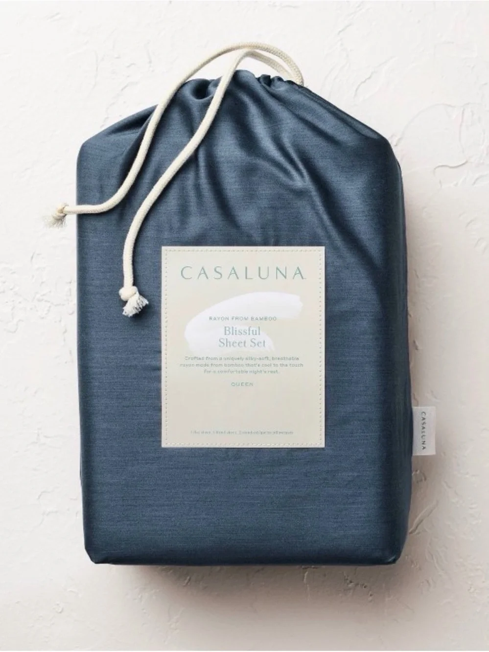 Casaluna Blissful Sheet Set Rayon from Bamboo Queen NWT Slate Blue